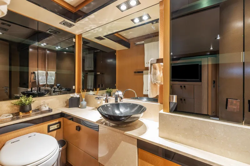 Slide: The Image of Luxurious bathroom on a 2008 Palmer Johnson 120 Sports Cruiser yacht. - 49