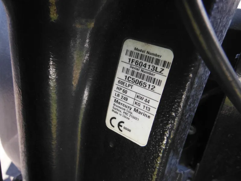 Slide: The Image of Close-up of a 2018 Lund 1625 Fury XL SS model number and serial number label. - 43