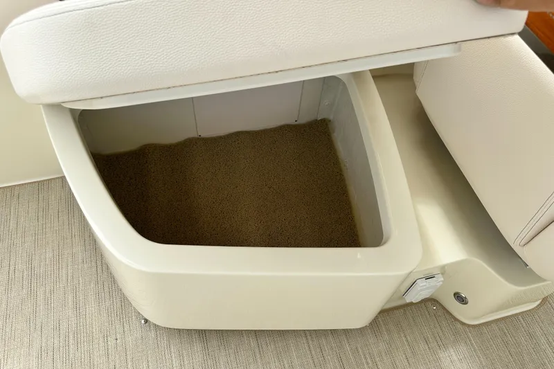 Slide: The Image of Storage compartment in the 2025 Chris-Craft Launch 31 GT boat. - 18
