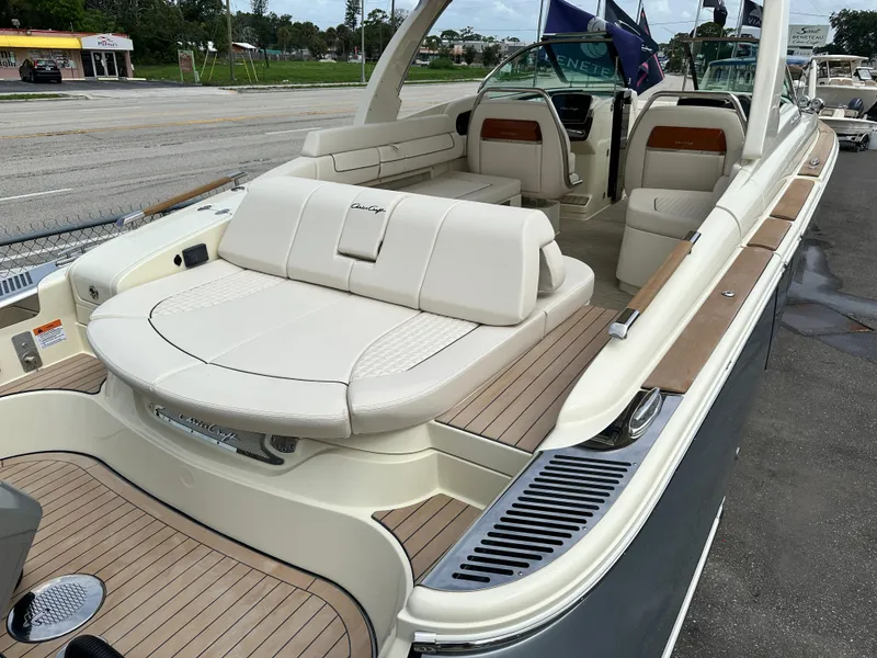 Slide: The Image of 2025 Chris-Craft Launch 31 GT luxury boat with spacious seating and elegant design. - 7