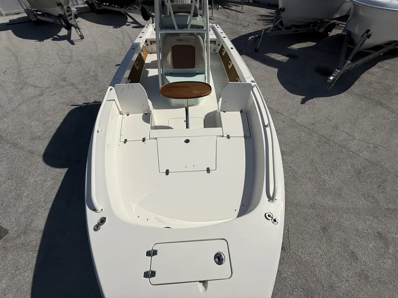 Slide: The Image of 2024 Pathfinder 2600 TRS boat, top view, showcasing deck and seating arrangement. - 40