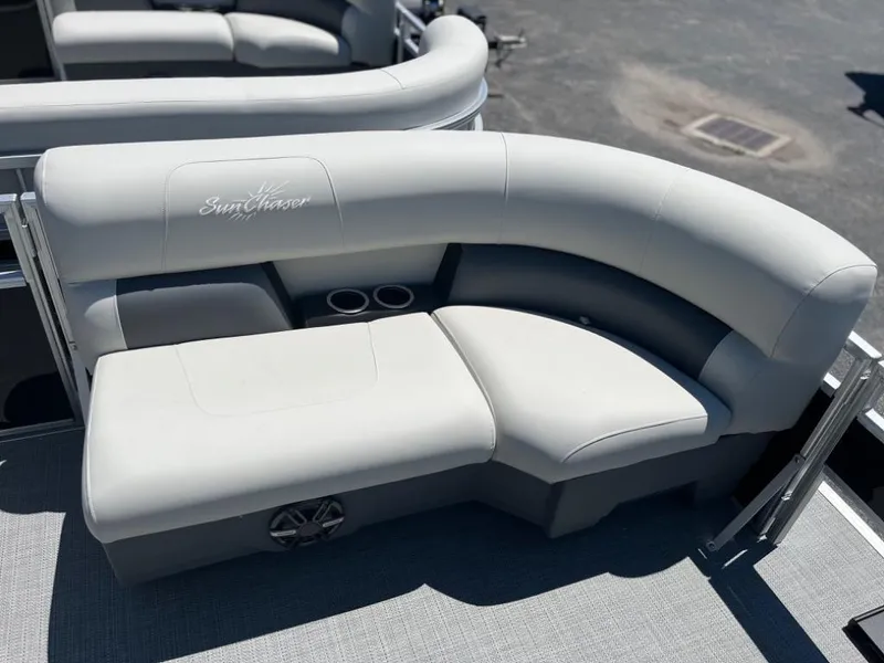 Slide: The Image of 2024 SunChaser Vista Fish 20 boat with comfortable seating and cup holders. - 5
