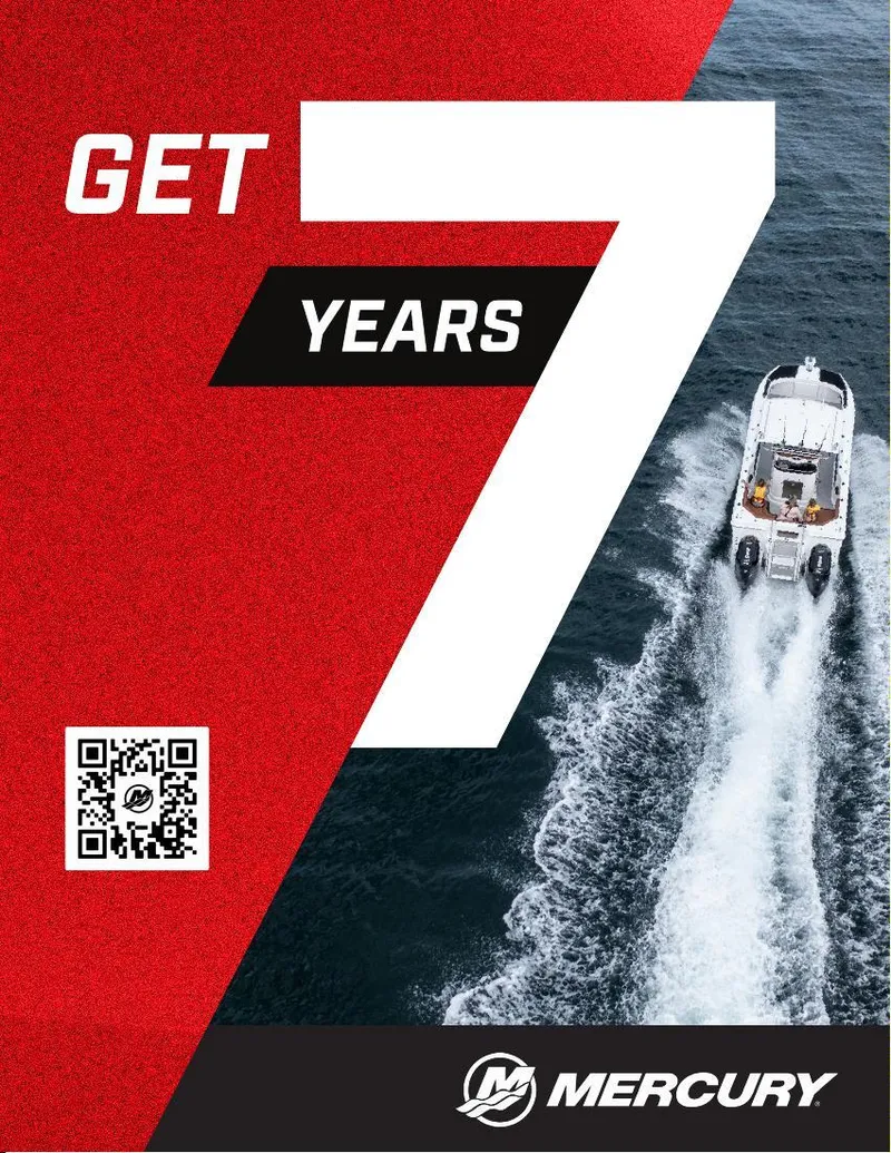 Slide: The Image of 2024 Ranger Reata 200C boat on water, Mercury promotion, red and black design, QR code included. - 1