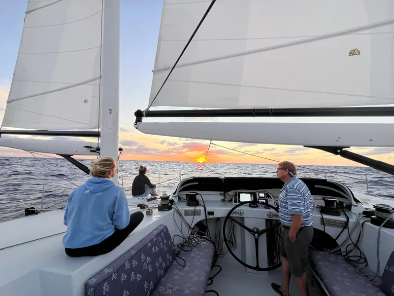 Slide: The Image of Sailing on Chris White Atlantic 70 "SAPHIRA" at sunset, 2018. - 25