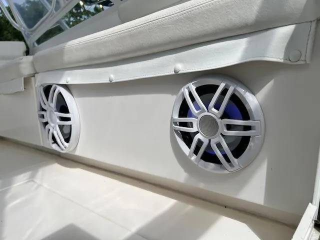 Slide: The Image of Speakers on a 2005 Contender 35 Side Console boat interior. - 17