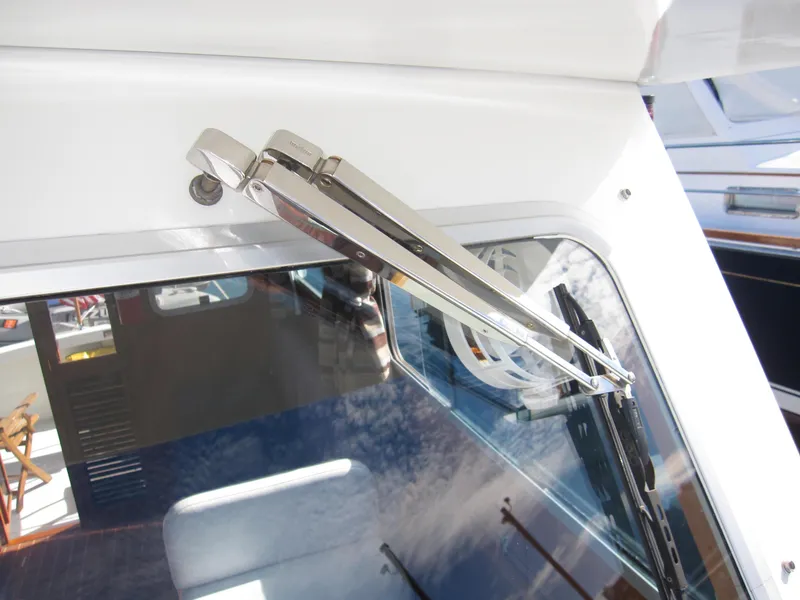 Slide: The Image of Close-up of windshield wiper on 1990 Blue Seas 31 Hardtop Cruiser boat. - 40