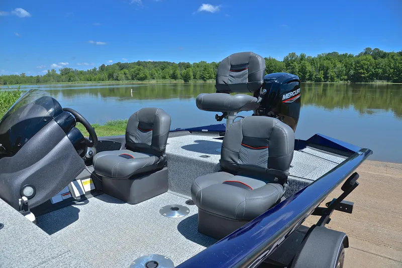 Slide: The Image of 2021 Bass Tracker PRO TEAM 175 TF fishing boat on a lake. - 18