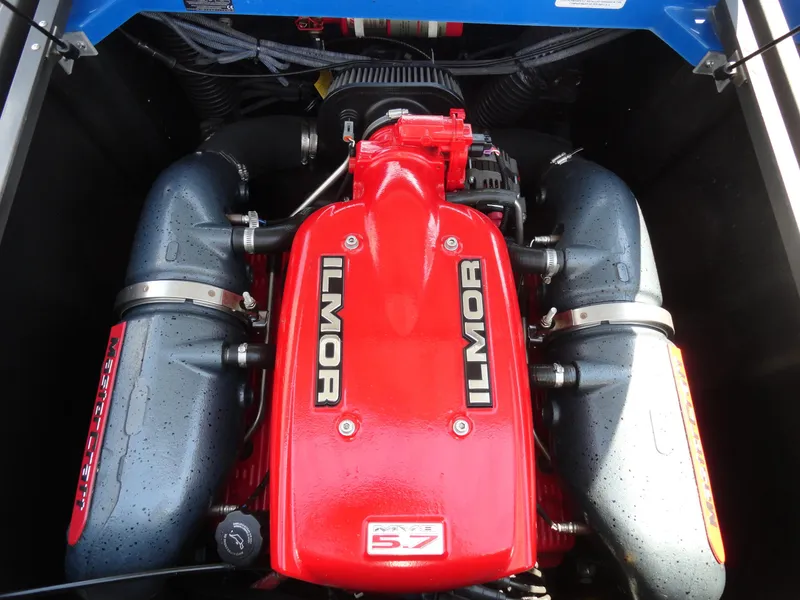 Slide: The Image of 2013 MasterCraft X-10 Ilmor 5.7L engine, close-up view. - 22