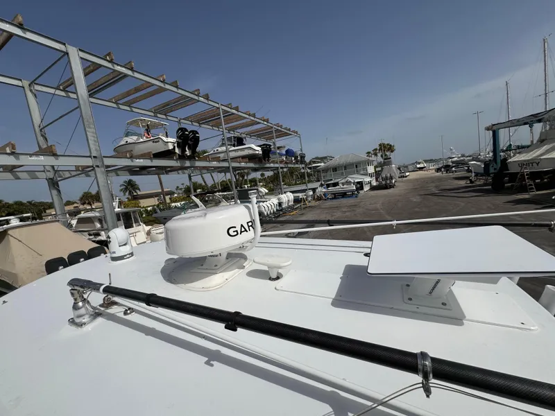 Slide: The Image of 2015 Southport 33 boat in a marina with Garmin radar and other equipment. - 7