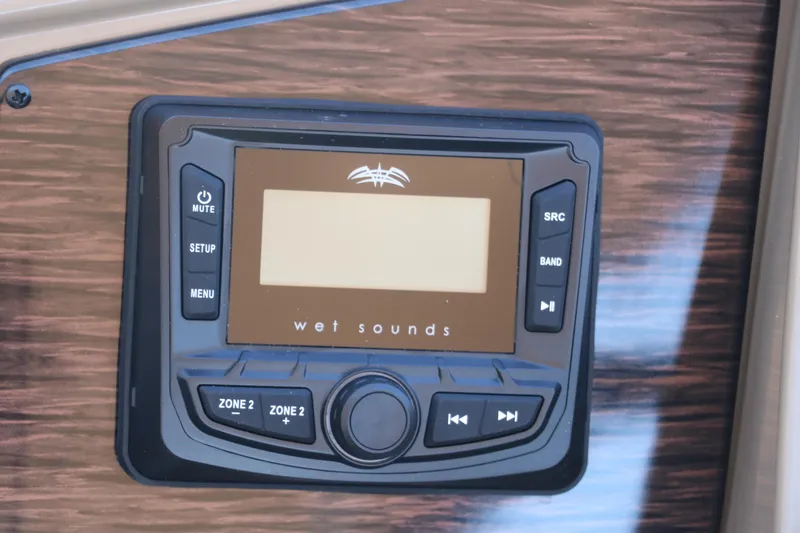 Slide: The Image of Control panel of Wet Sounds audio system in 2025 Sylvan Mirage 820 CLZ DH boat. - 29