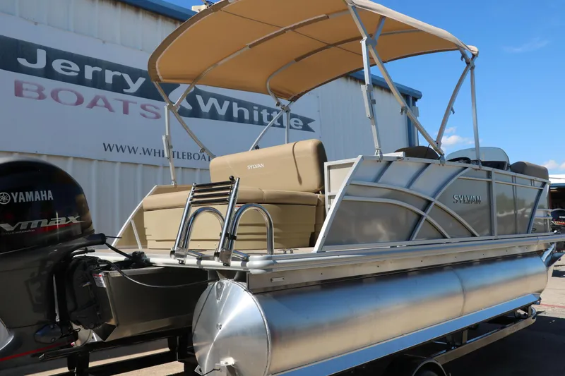 Slide: The Image of 2025 Sylvan Mirage 820 CLZ DH pontoon boat with Yamaha VMAX engine. - 3