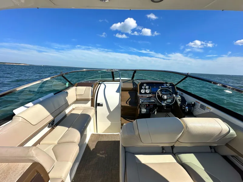 Slide: The Image of 2015 Formula 310 Sun Sport boat interior with ocean view. - 20