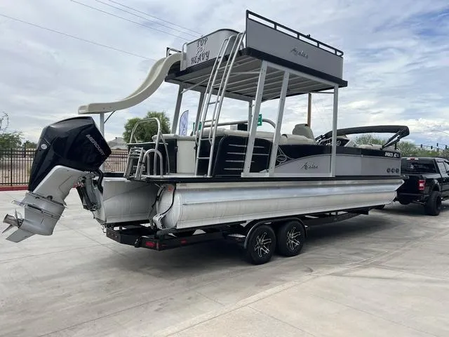 Slide: The Image of 2018 Avalon Catalina Funship 27' pontoon boat with slide on trailer. - 6