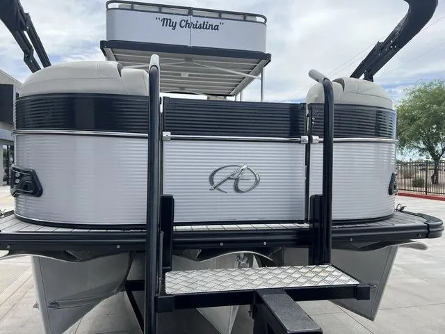 Slide: The Image of 2018 Avalon Catalina Funship 27' pontoon boat rear view with My Christina nameplate. - 7