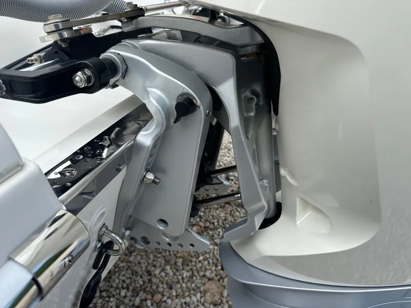 Slide: The Image of Close-up of 2023 Blackwood 27HD boat engine mount detail. - 14