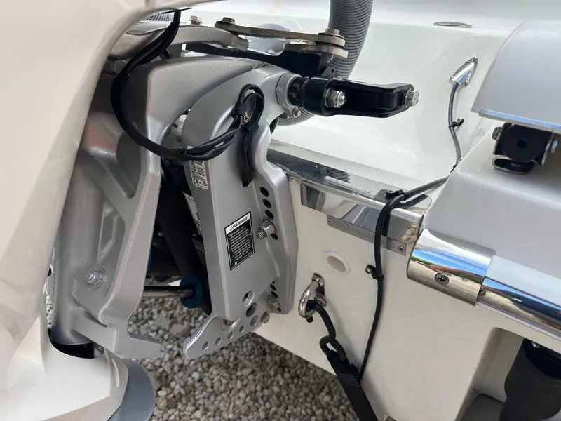 Slide: The Image of Close-up of 2023 Blackwood 27HD boat engine mount and components. - 18