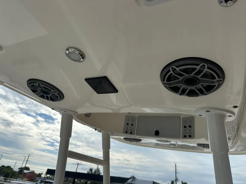 Slide: The Image of 2023 Blackwood 27HD boat ceiling with speakers and lights. - 41