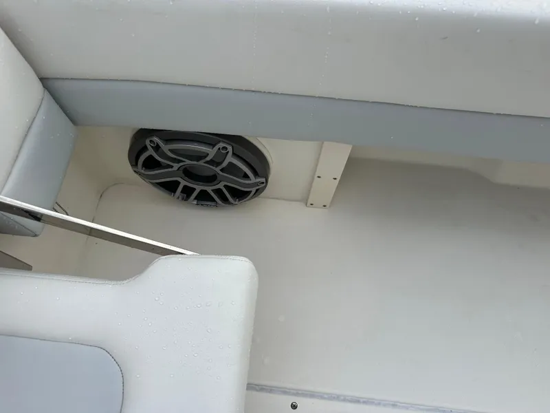 Slide: The Image of 2023 Blackwood 27HD boat interior with speaker and seating detail. - 44