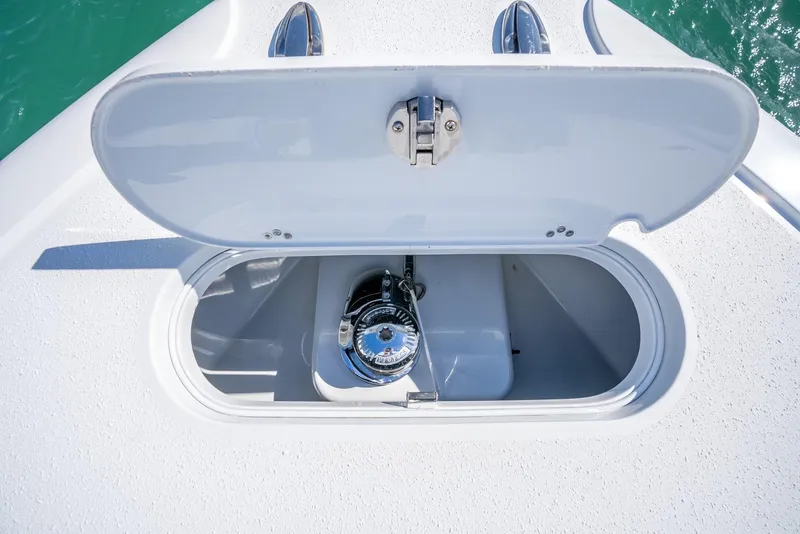 Slide: The Image of Open anchor locker on a 2025 Yellowfin 32 boat. - 41