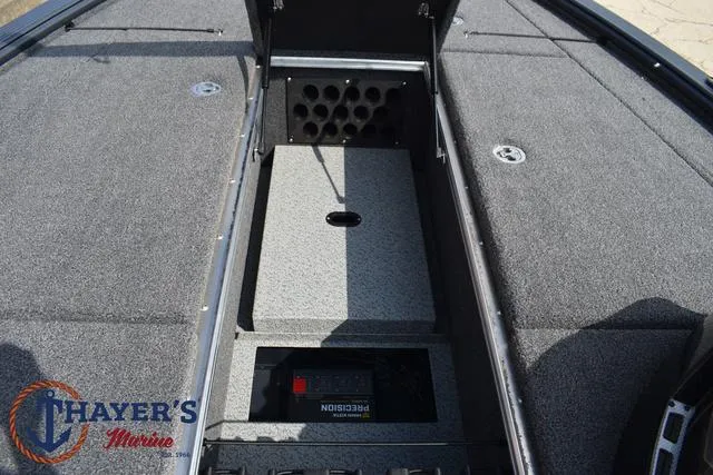 Slide: The Image of 2025 Lund 1875 Pro-V Bass XS boat interior storage compartment. - 15