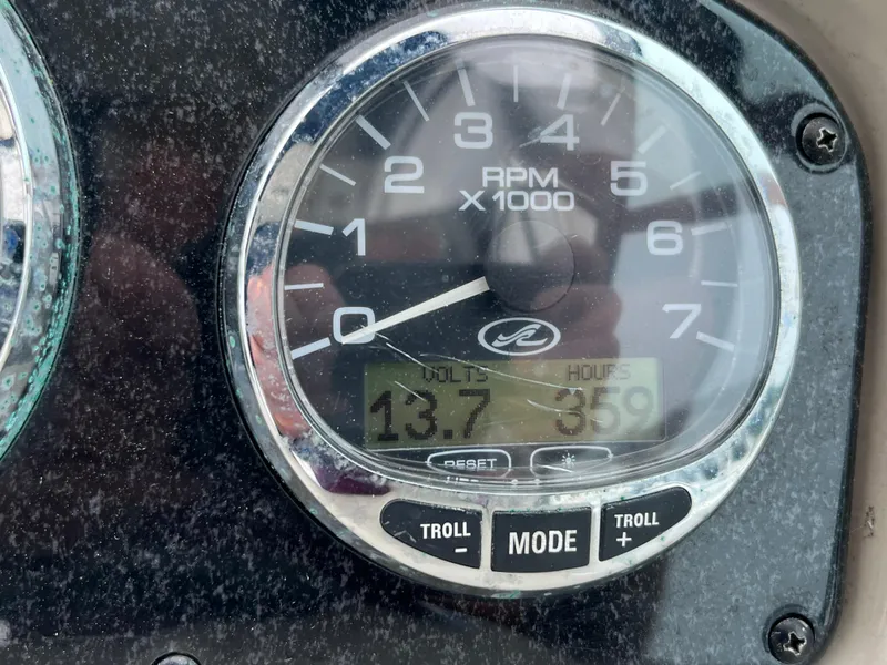Slide: The Image of Close-up of 2006 Sea Ray 260 Sundancer tachometer showing 359 engine hours. - 7