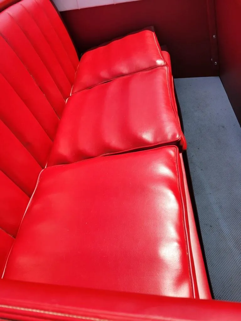 Slide: The Image of 1951 Chris-Craft Riviera 16 red leather boat seats. - 3