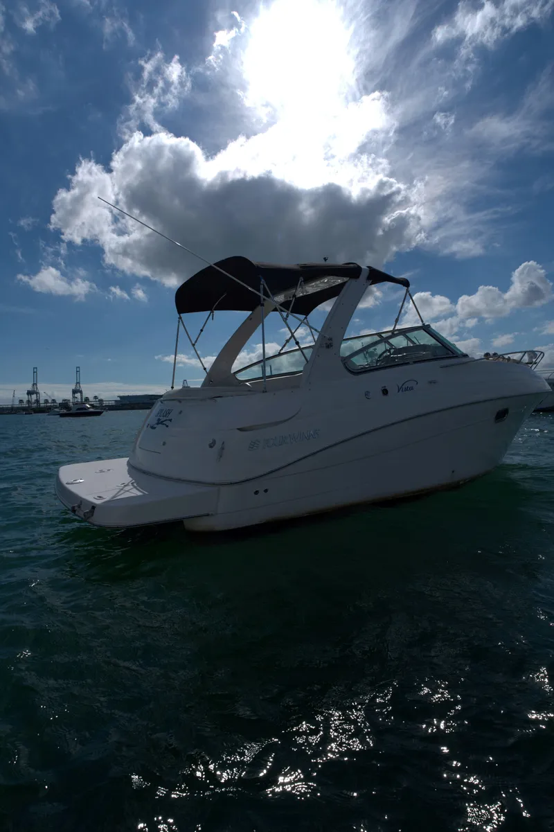 Slide: The Image of 2004 Four Winns Vista boat on water under a cloudy sky. - 5