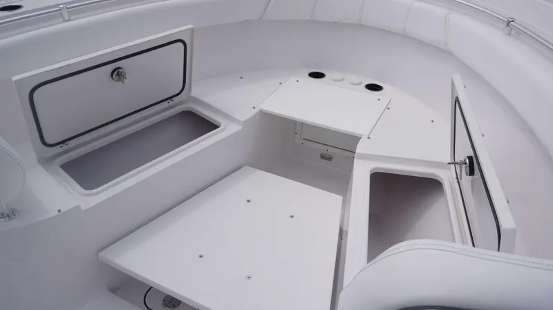 Slide: The Image of Interior storage compartments of the 2025 Sportsman 302 OPEN boat. - 8