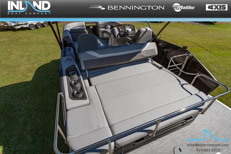 Slide: The Image of 2023 Bennington 22 SXSB pontoon boat with spacious seating and modern design. - 20