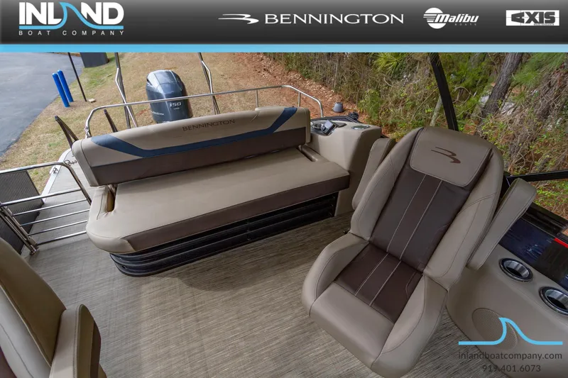 Slide: The Image of 2023 Bennington 22 SXSB boat interior with seating and helm. - 14