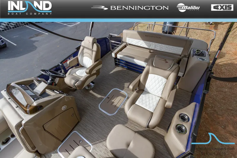 Slide: The Image of 2023 Bennington 23 LTSB boat interior with luxurious seating and modern design. - 21