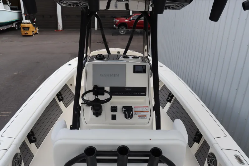 Slide: The Image of 2024 Pathfinder 2400 Open boat console with Garmin navigation system. - 17