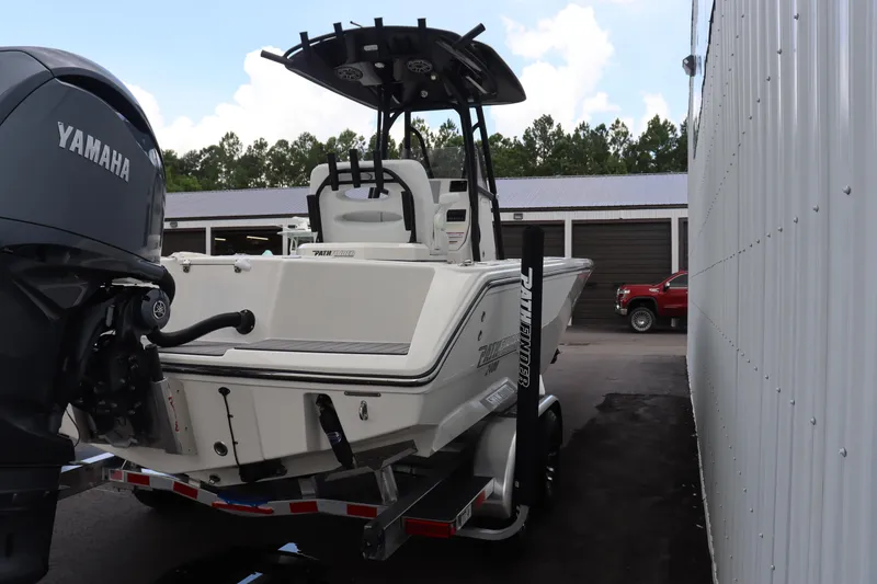 Slide: The Image of 2024 Pathfinder 2400 Open boat on trailer with Yamaha outboard motor. - 5