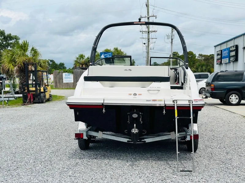 Slide: The Image of 2025 Sea Ray SPX 210 boat on trailer, rear view. - 6