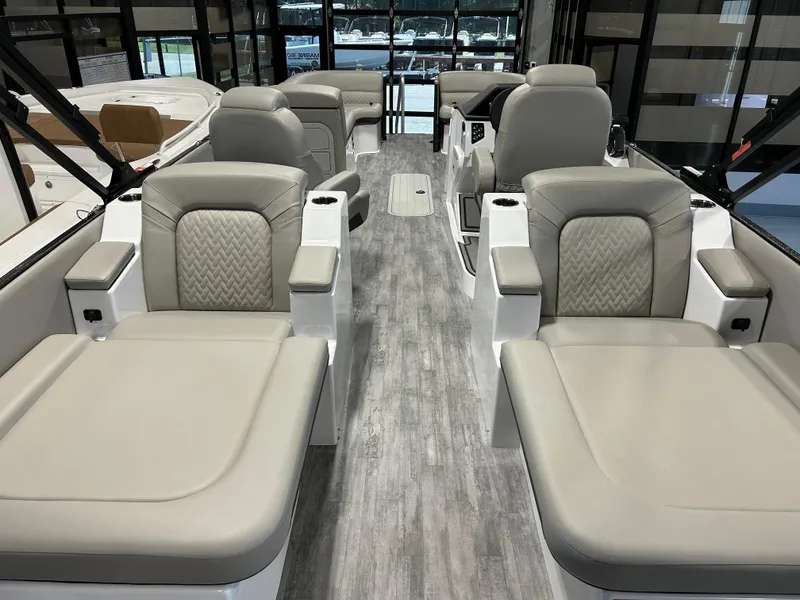 Slide: The Image of 2024 Crest Caribbean Platinum 250 SLRC CP3 interior with luxurious seating and modern design. - 12