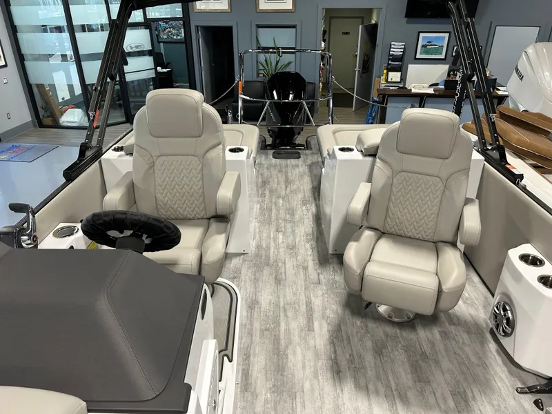 Slide: The Image of 2024 Crest Caribbean Platinum 250 SLRC CP3 boat interior with luxurious seating. - 7