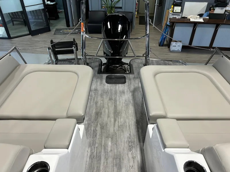 Slide: The Image of 2024 Crest Caribbean Platinum 250 SLRC CP3 interior with spacious seating and modern design. - 9