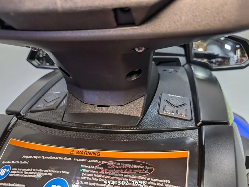 Slide: The Image of Close-up of 2024 Yamaha VX® Limited HO dashboard controls and warning label. - 22