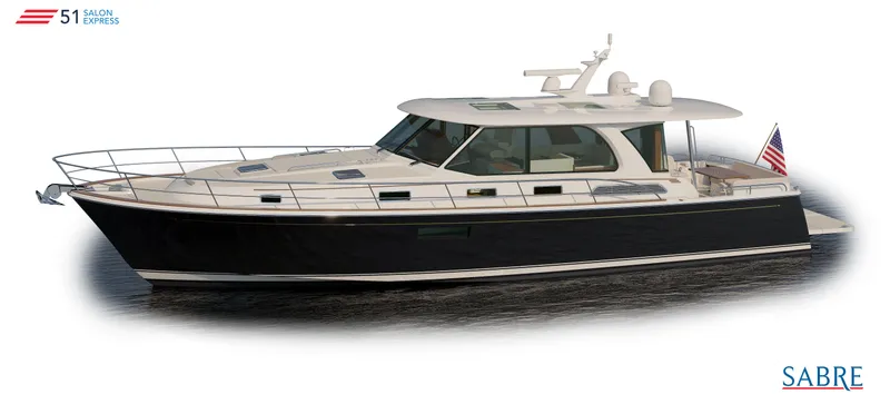 The Image of 2025 Sabre 51 Salon Express luxury yacht on water. - 0