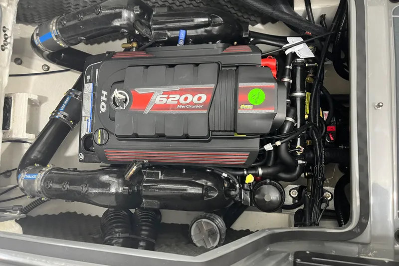 Slide: The Image of 2023 Heyday H22 boat engine compartment with MerCruiser 6200 engine. - 4