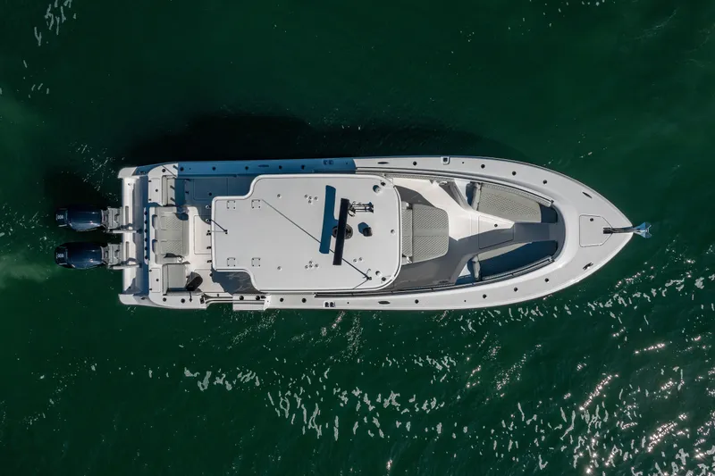 Slide: The Image of Aerial view of 2024 HCB 39 Speciale boat on water. - 5