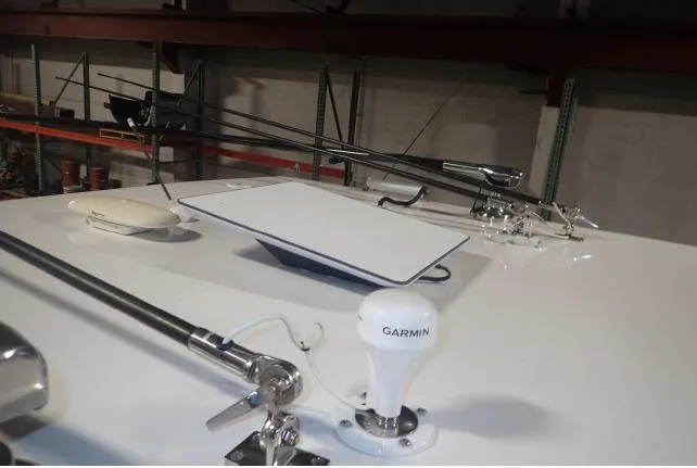 Slide: The Image of Close-up of 2022 SeaHunter 35 Tournament boat's Garmin navigation equipment. - 7