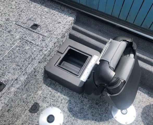 Slide: The Image of 2025 Tracker Pro Team 175 Crappie Edition boat interior with seating and storage. - 19