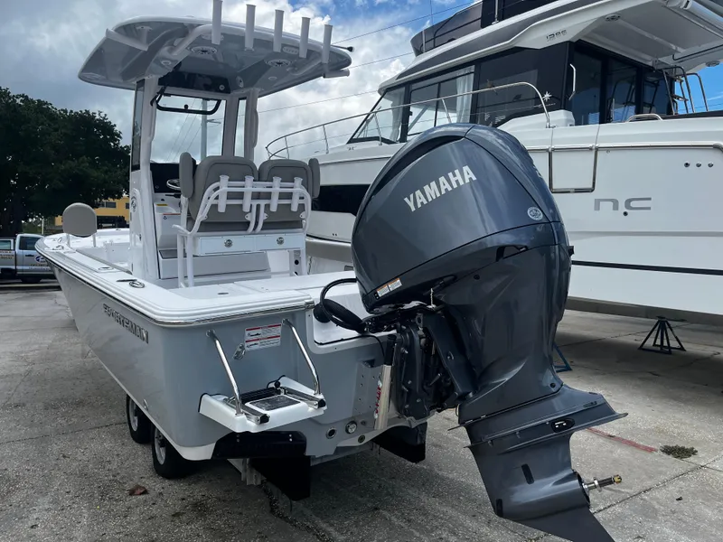 Slide: The Image of 2025 Sportsman Masters 227 Bay Boat with Yamaha outboard motor. - 4