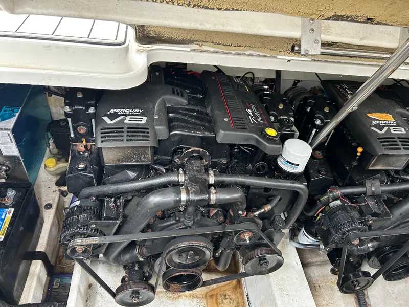 Slide: The Image of Engine compartment of a 2000 Formula 34 PC boat with Mercury V8 engines. - 21