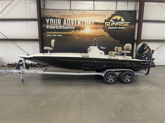 Slide: The Image of 2024 Xpress H22B boat with Yamaha 175 SHO engine on trailer at Sunrise Marine Center. - 19