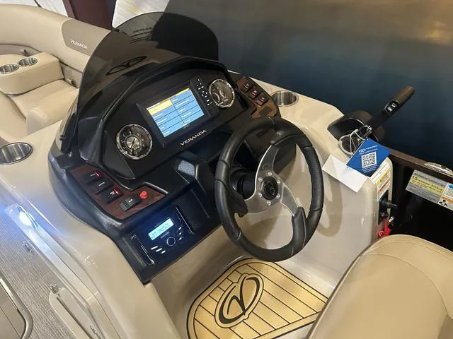 Slide: The Image of 2025 Veranda VR25RC boat dashboard with Yamaha 250 SHO engine controls. - 22