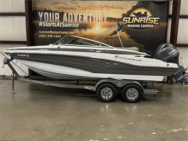 Slide: The Image of 2018 Crownline E21X boat on trailer at Sunrise Marine Center. - 1