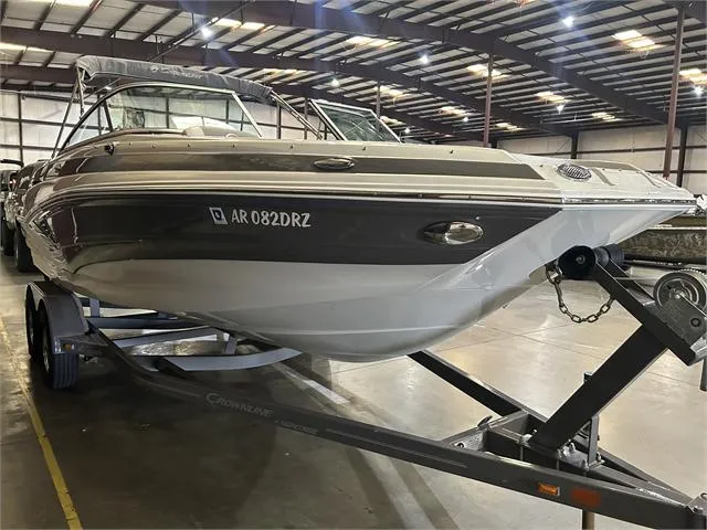 Slide: The Image of 2018 Crownline E21X boat on trailer in indoor storage facility. - 4