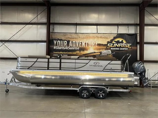 Slide: The Image of 2024 Veranda VR22RFL pontoon boat with Yamaha 150 engine at Sunrise Marine Center. - 15